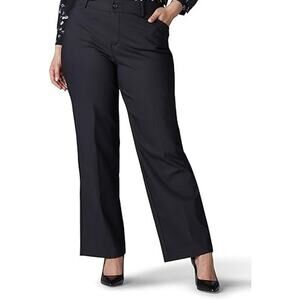 LEE Flex Motion Regular Fit Trouser Womens Pants Size 14 Mid Rise Black Office